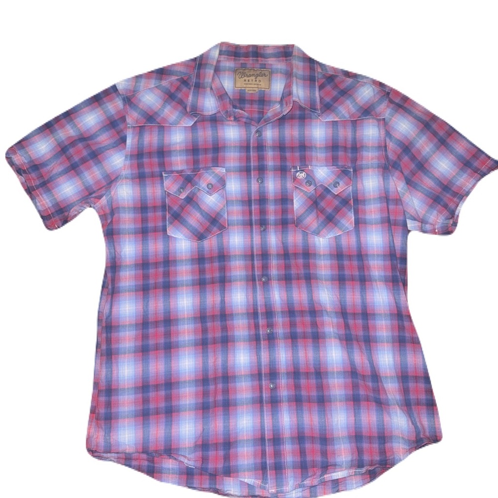 Men's Plaid Button Down Shirt - Red and Blue